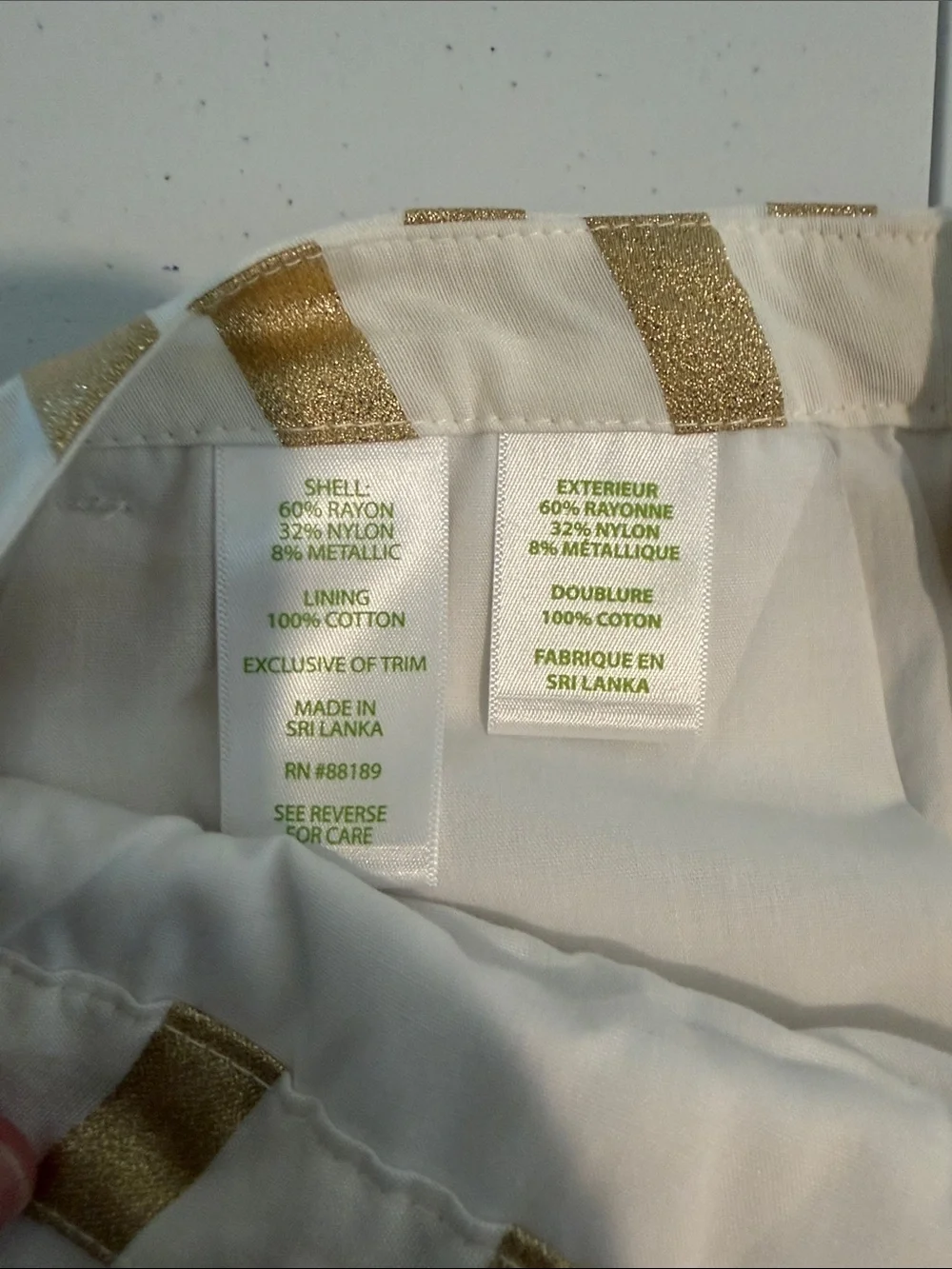 LILLY PULITZER Adie Metallic Gold & White Striped Shorts size 2